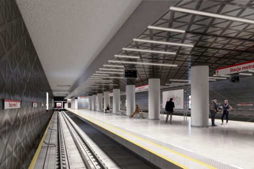 Nowe stacje metra M2 w Warszawie - wizualizacja peronu zachodniego odcinka linii metra na Bemowie