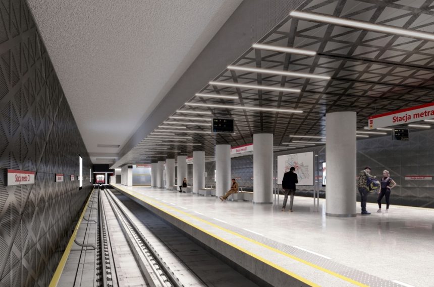 Nowe stacje metra M2 w Warszawie - wizualizacja peronu zachodniego odcinka linii metra na Bemowie