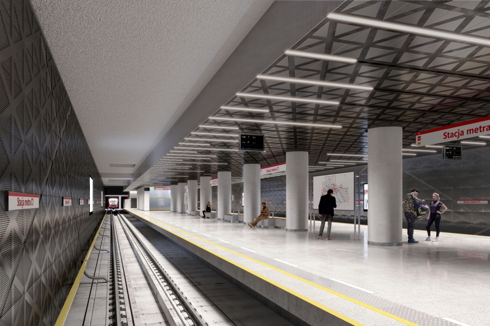Nowe stacje metra M2 w Warszawie - wizualizacja peronu zachodniego odcinka linii metra na Bemowie